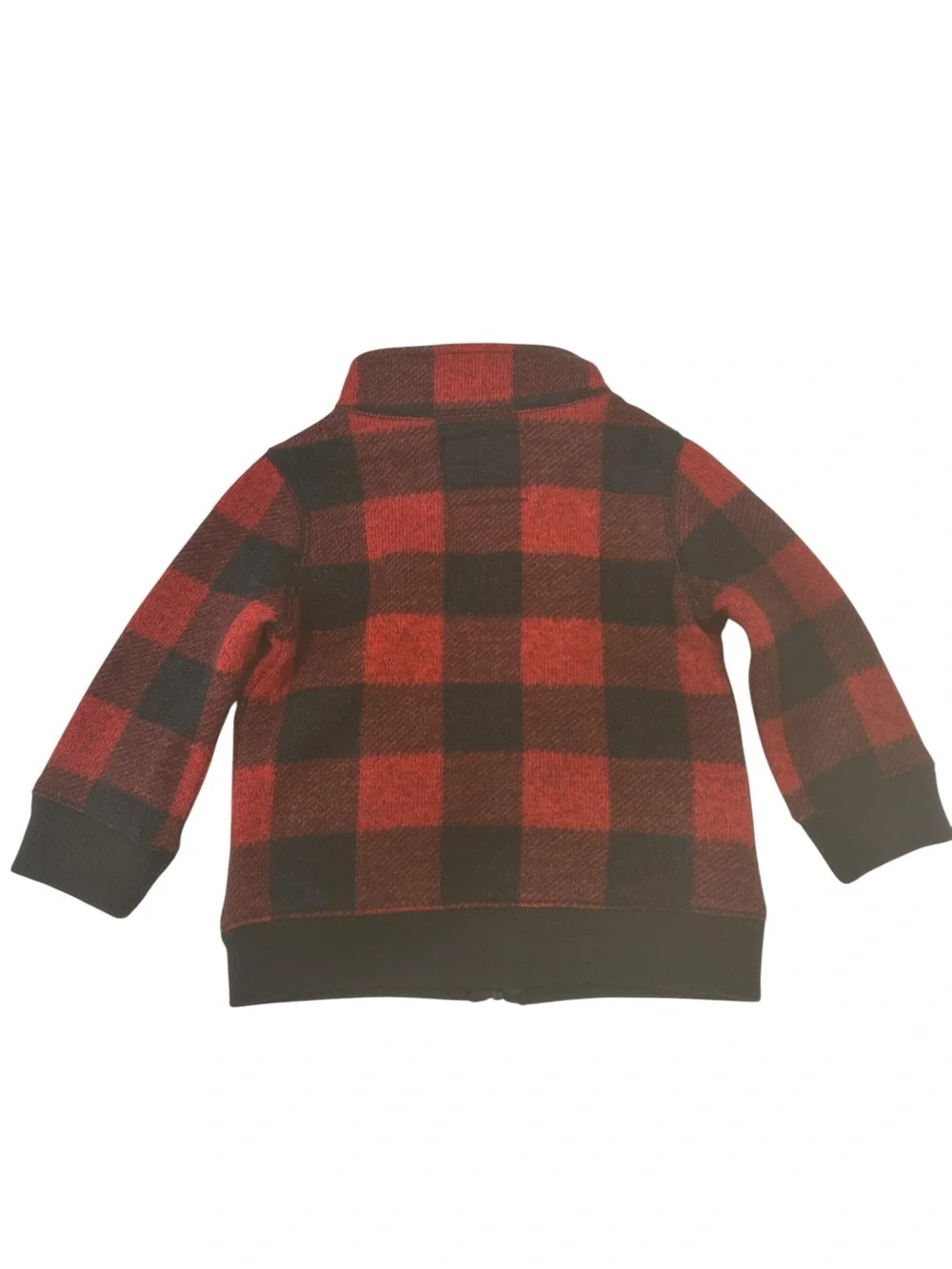OshKosh B’gosh Baby Boy 12M Buffalo Plaid Fleece Full Zip Jacket Red Black cabin